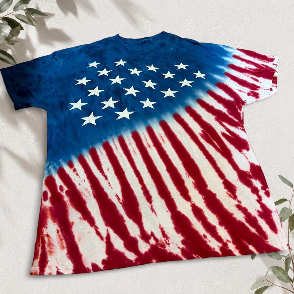 Liquid Blue American Flag Tie Dye T-Shirt Mens 3XL Vintage Patriotic Americana